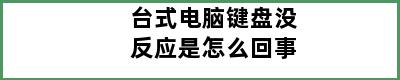 台式电脑键盘没反应是怎么回事