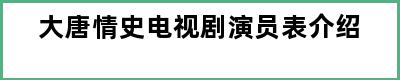 大唐情史电视剧演员表介绍