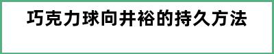 巧克力球向井裕的持久方法