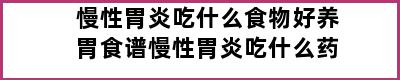 慢性胃炎吃什么食物好养胃食谱慢性胃炎吃什么药