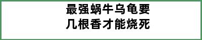 最强蜗牛乌龟要几根香才能烧死