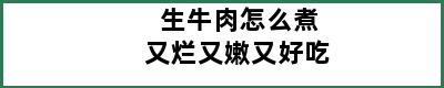 生牛肉怎么煮又烂又嫩又好吃