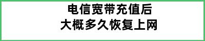 电信宽带充值后大概多久恢复上网