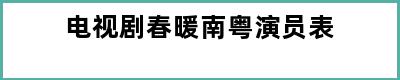 电视剧春暖南粤演员表