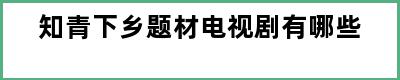 知青下乡题材电视剧有哪些