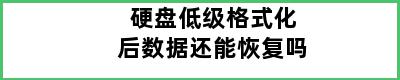 硬盘低级格式化后数据还能恢复吗