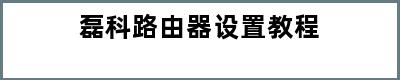 磊科路由器设置教程