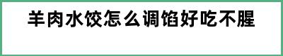 羊肉水饺怎么调馅好吃不腥