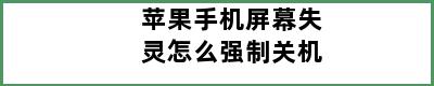 苹果手机屏幕失灵怎么强制关机