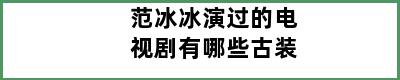 范冰冰演过的电视剧有哪些古装