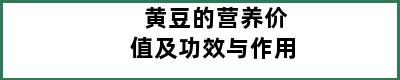 黄豆的营养价值及功效与作用